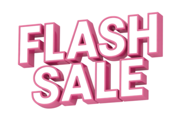 A vibrant 3D rendering of 'FLASH SALE' text, featuring green letters with a bold pink outline, perfect for promotional events and discounts. background removed