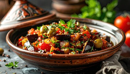 Hearty Italian Polenta With Savory Mushroom Ragu Served In A Rustic Ceramic Bowl With Fresh Parsley Garnish And A Dark Background