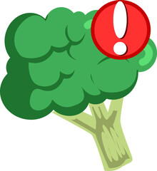 Broccoli with Exclamation Mark Warning Sign Illustration Food Alert or Health Concern Concept