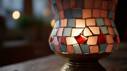 A kaleidoscope of light dances from a mosaic lamp, conjuring Diwali warmth and Mediterranean allure in vibrant whispers