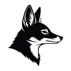 Fox head black silhouette of Golden Jackals