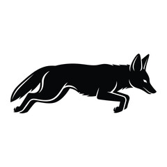 Fox running black silhouette vector illustration icon