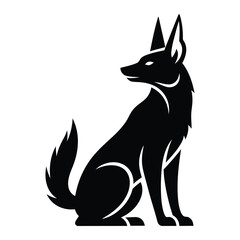 Fox sitting pose black silhouette vector illustration icon