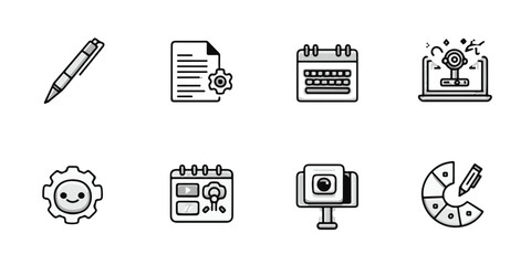Creative business technology planning marketing icons