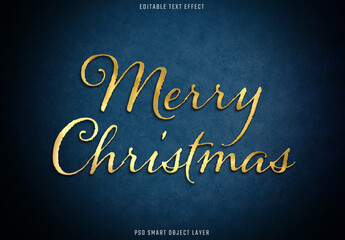 Golden Christmas Text Effect on Blue Background