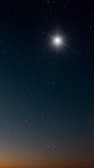 night Christmas panorama with a star in the sky