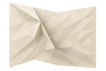 Crumpled paper texture creating an abstract geometric background with folding lines on a transparent background