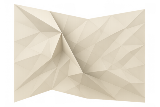 Crumpled paper texture creating an abstract geometric background with folding lines on a transparent background