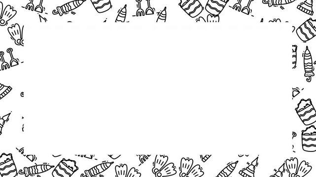 Simple border a hand drawn beach themed border featuring toys and clothing creates a fun summer vibe.