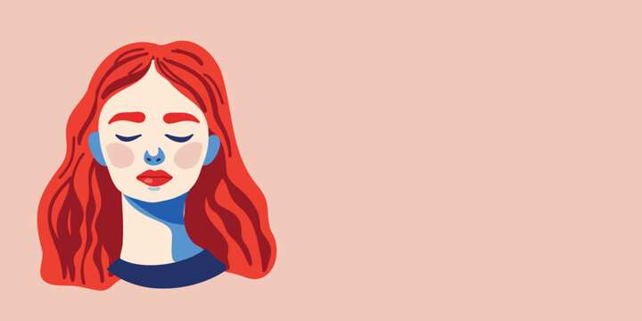 vector illustration modern woman personal branding, copy space