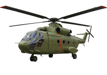 Fototapeta premium Isolated medium transport helicopter, modern military aviation, realistic view, war concept