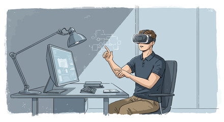 Visualize the Future Man Immersed in Virtual Reality