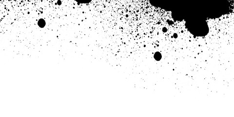Black ink splatter texture isolated on transparent background for design element