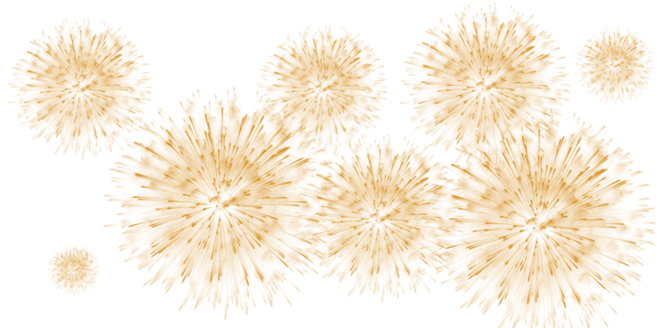 Golden fireworks exploding isolated on transparent background create a festive mood - Powered by Adobe
