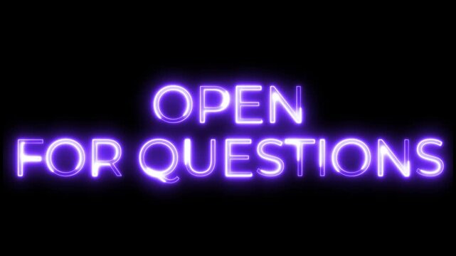 Open For Question Neon Text Animation | Q and A Session Motion Design