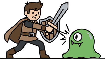 RPG_Hero_Vs_Monster_Battle_-_ミニマリストRPGの冒険者とモンスターの戦闘