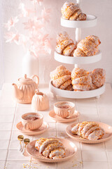 Golden saint martin's croissant as a Polish dessert.