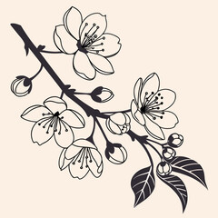 Delicate Botanical Line Art Duotone Branch