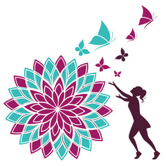 Abstract Layered Petals Duotone Vector