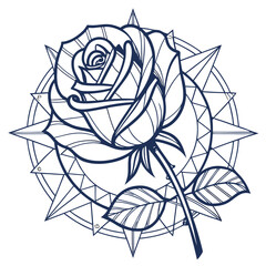 Crystal Faceted Rose Duotone Vector Mandala