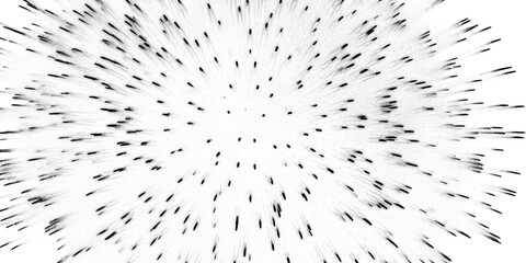 Abstract black and white pattern with radial lines isolated on transparent background