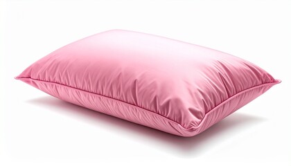 Isolated Pink Pillow on White Background for Comfort and Support in Bedroom