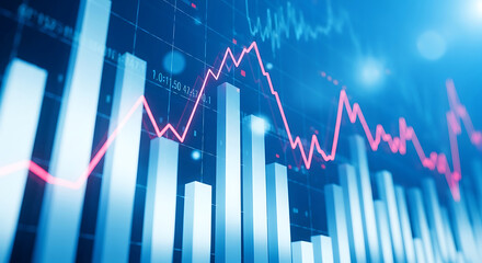 Dynamic Financial Data Visualization: Captivating Stock Market Chart with Rising Trend Line for Business Success and Investment Opportunities (165 characters)