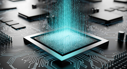 High Tech Microchip Processor Innovation: Cutting-Edge Computing Power with Advanced Circuitry for Data Processing, AI, and Quantum Computing Technologies