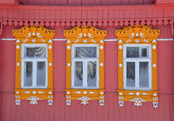 Carved window wooden platbands