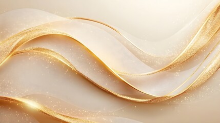 Obraz premium Elegant golden waves create a shimmering background for design projects and artistic expressions