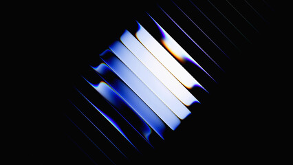 3d rendering. Abstract minimalist background featuring diagonal metallic stripes. Fluted glass
