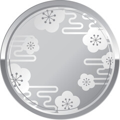 高級感のあるエ霞と梅模様フレーム　シルバー