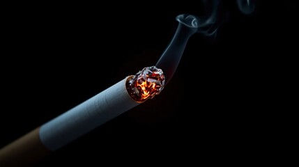 Glowing Cigarette Ember Close-Up: Ideal for Tobacco Ads, Mystery Film Intros, Relaxation ASMR Videos, Nightlife Social Graphics, and Luxury Lifestyle Editorials