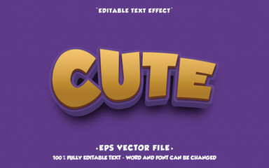 3D cute text effect editable vector cartoon style,with purple background, for your title game,tumbnail social media or advertising.