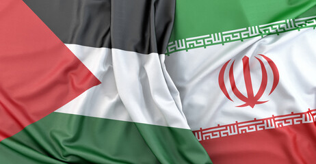Flags of Palestine and Iran. 3D Rendering