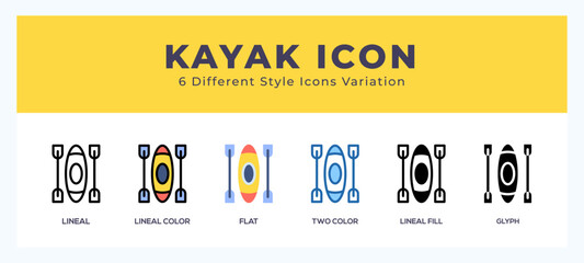 Kayak set of simple icons great for web. app. presentation and more.