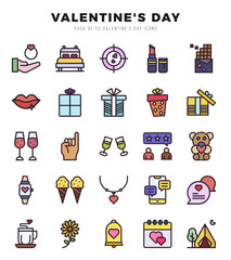 Set of Valentine'S Day Icons. Simple line art style icons pack.