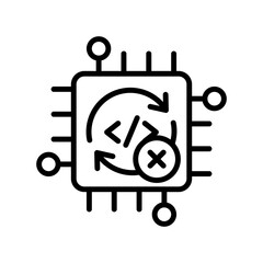 Icon for outdated firmware. There is a program symbol and a cross in the middle of the rotating arrow.