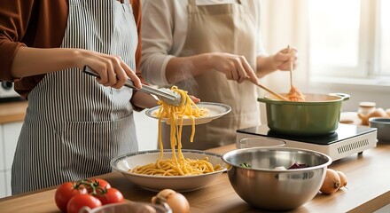 Cooking delicious spaghetti sauce at home with fresh organic ingredients