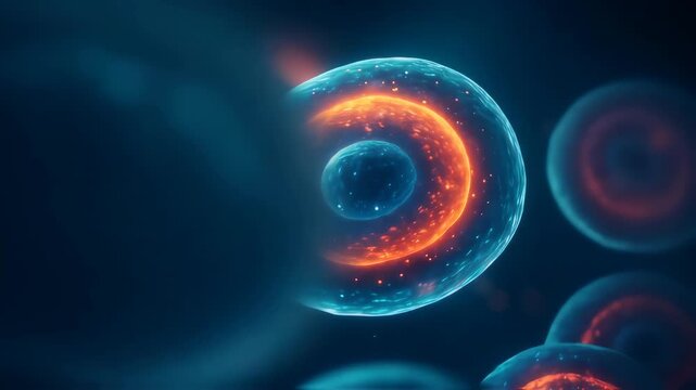 Abstract blue background with circles cells video footage science concept