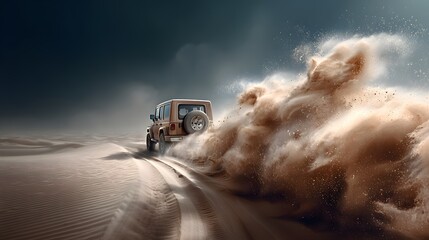 offroad car drive in desert