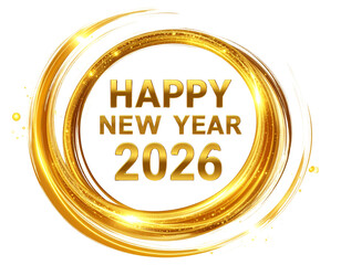  Modern 2026 New Year Greeting in Gold with Glitter Outline