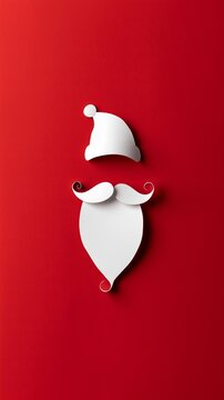 Minimalist Santa Claus Paper Art on Red Background