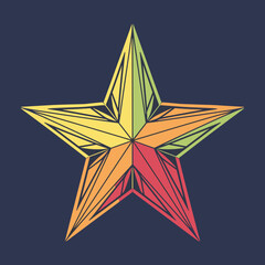 Obraz premium Simple Christmas star with colorful lines – Ideal for holiday greeting cards, festive branding, or seasonal decoration graphics