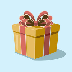 Obraz premium Gold gift box with red bow on white background – Great for holiday promotions, luxury gift concepts, or festive celebration themes