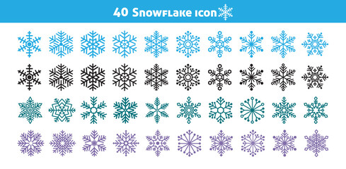 Snowflake icons snow vector set. Snowflake vector icon. Winter snow symbol. Vector illustration eps 10