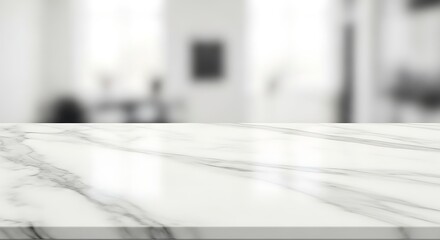Elegant Marble Table Top Against Blurred Background for Product Presentation