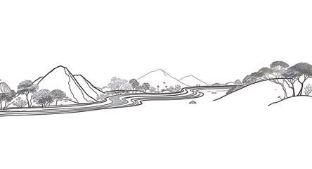 Scenic mountain landscape with a winding river, perfect for nature lovers and travel enthusiasts