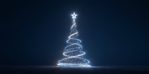 Illuminated Christmas Tree with Star Decoration