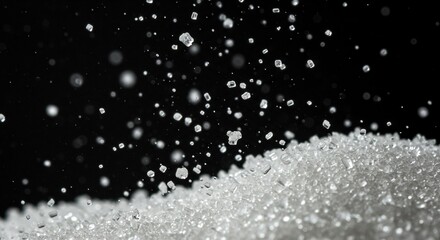 Obraz premium Falling Sugar Crystals in Gentle Light, Slow Motion Macro Shot